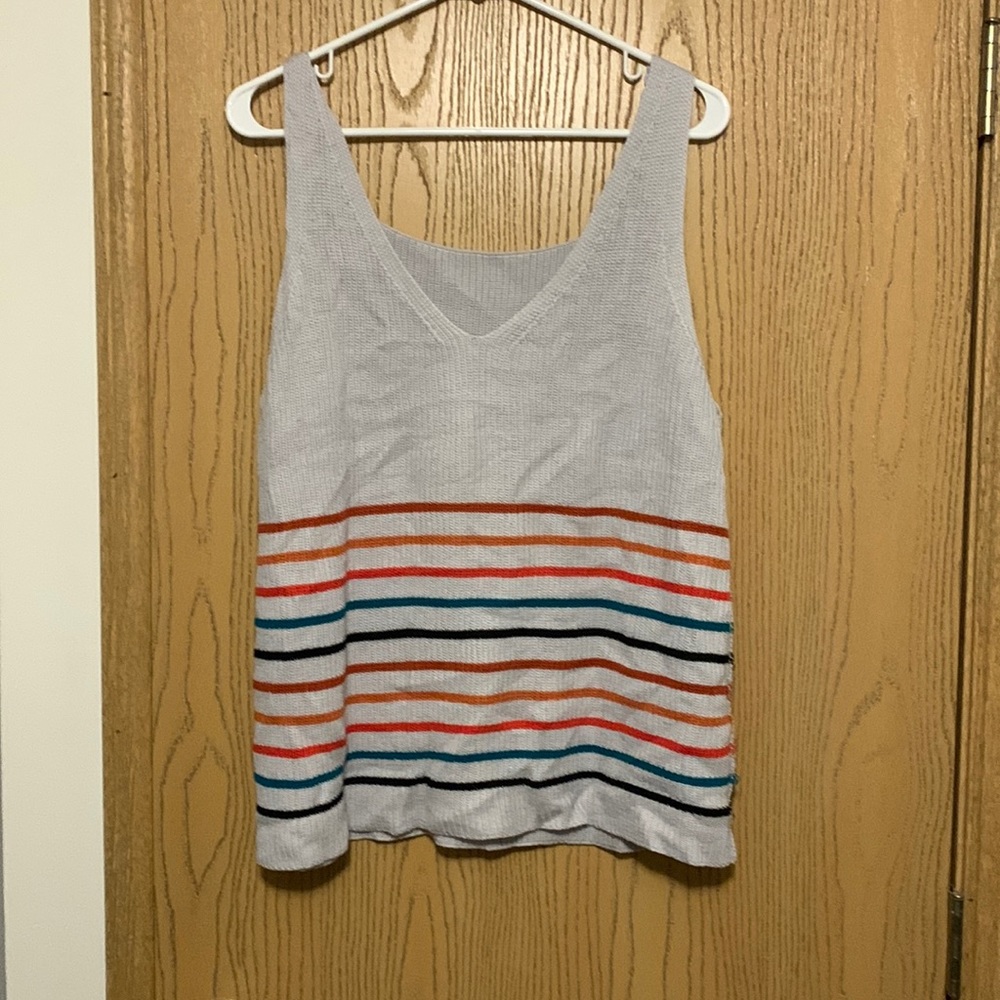 Striped V-neck tank top